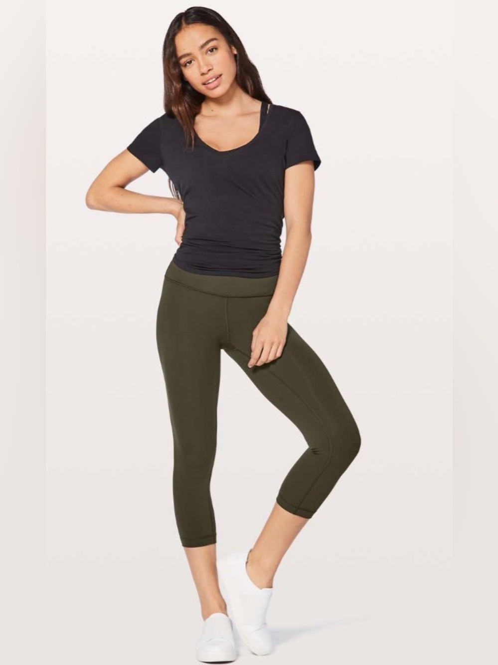 Lululemon Hi Rise Wunder Under Crop *Full-On Luxtreme 21" Dark Olive - Sz 8